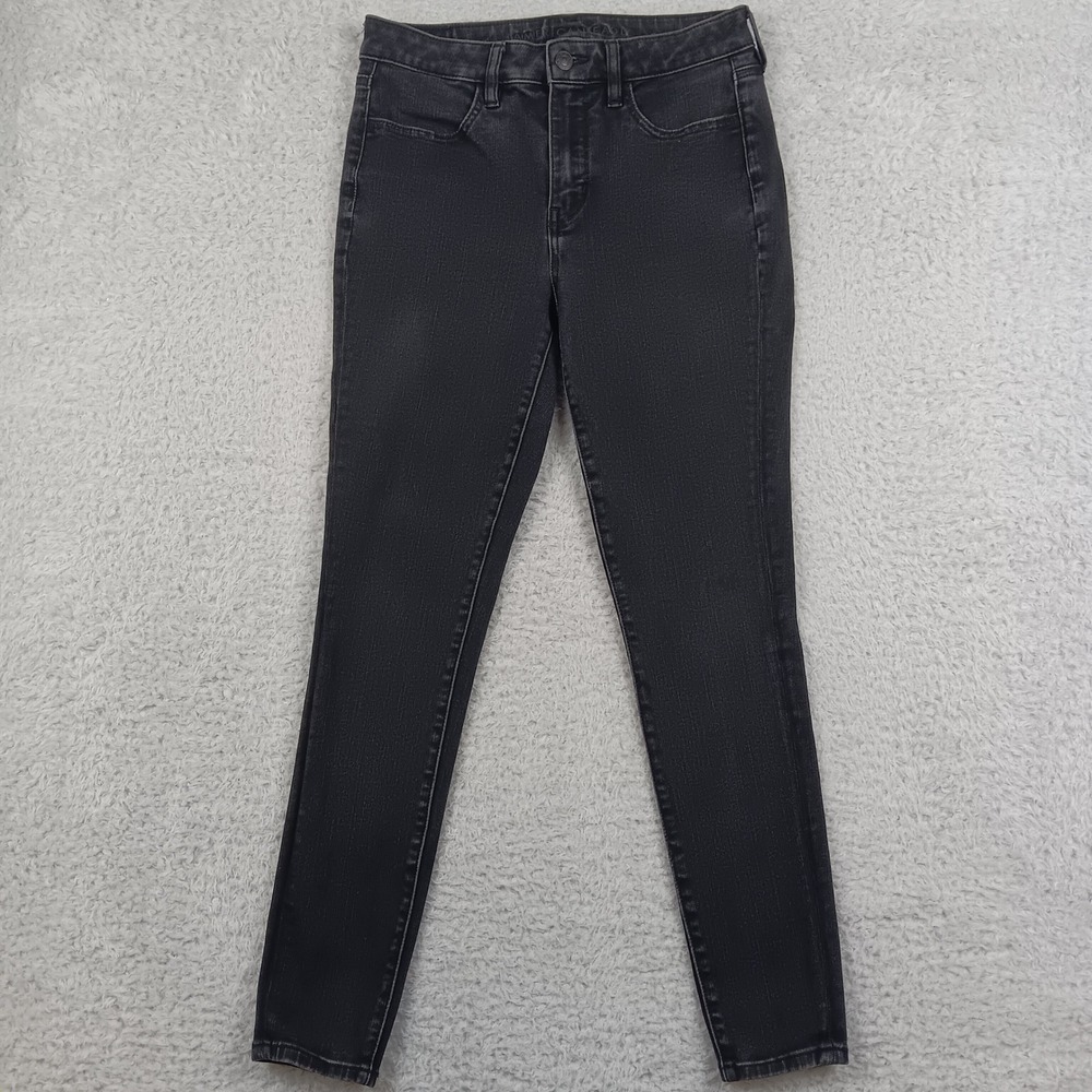 American Eagle Skinny Dream Stretch Jeans Women 6 Black High Rise 03873